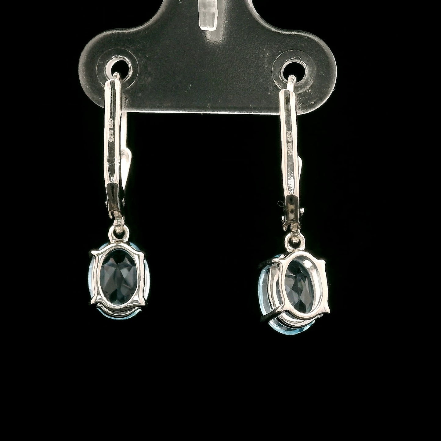 3.30 Ct Oval Blue Topaz 925 Sterling Silver Earrings
