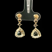 2.92 Ct Trillion Tourmaline 14K Gold Earrings