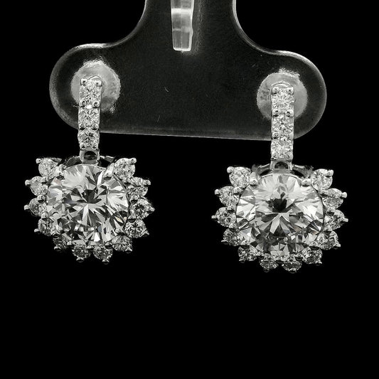 3.90 Carats Lab Grown Diamond 14K Gold Earrings