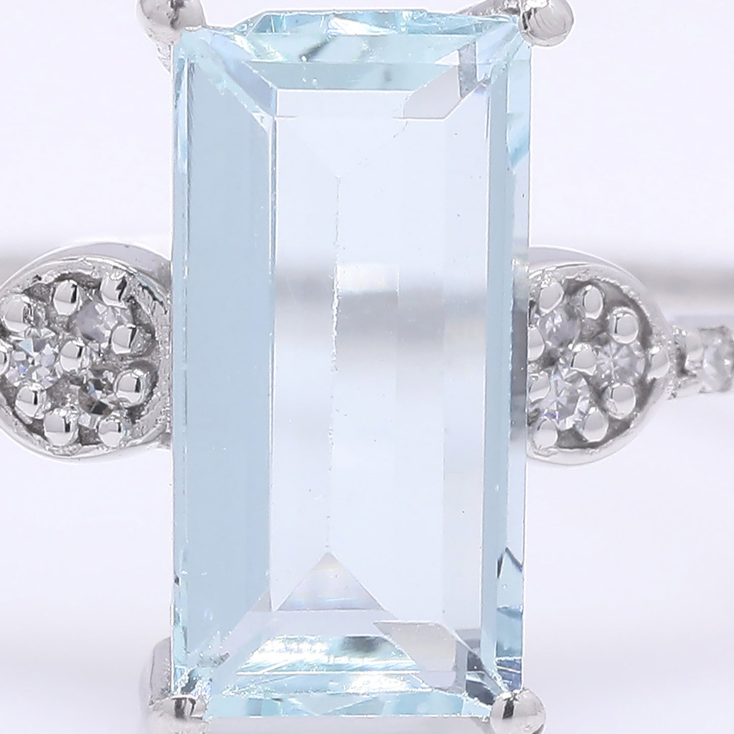 1.39 Ct Rectangle Step Cut Natural Aquamarine 950 Platinum Ring