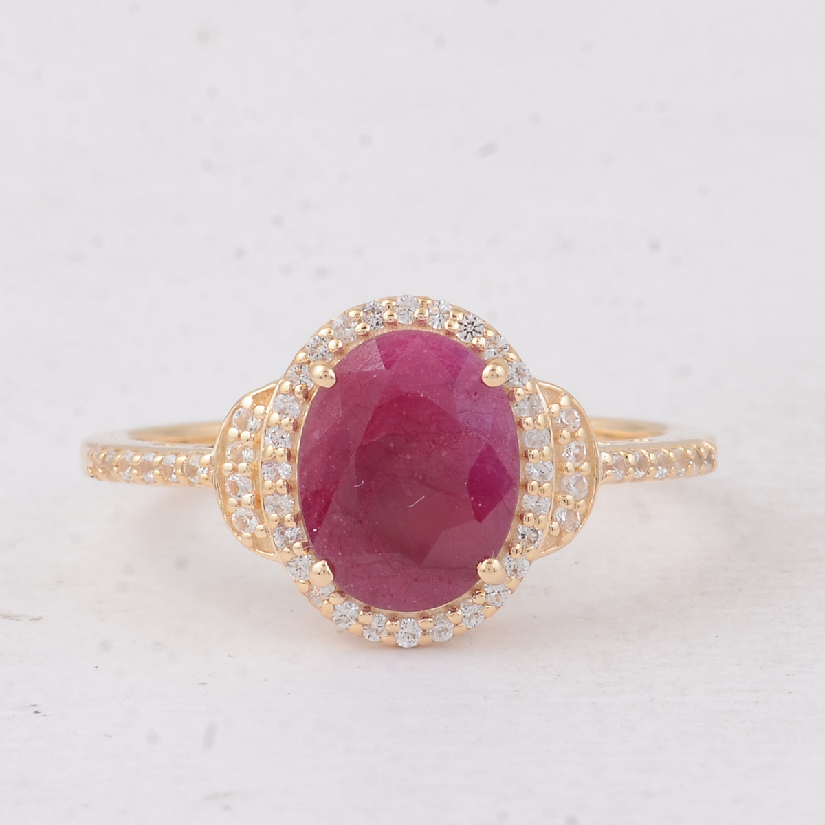 2.09 Ct Oval Ruby 9K Gold Ring