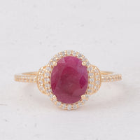 2.09 Ct Oval Ruby 9K Gold Ring