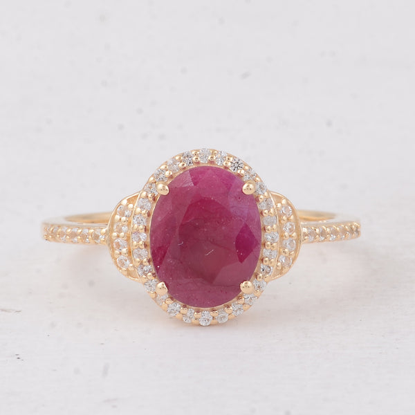 2.09 Ct Oval Ruby 9K Gold Ring