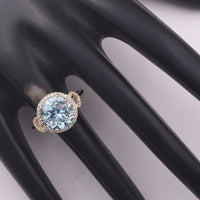 4.80 Ct Round Blue Topaz 9K Gold Ring
