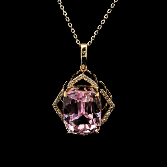9.42 Ct Cushion Kunzite 14K Gold Pendant