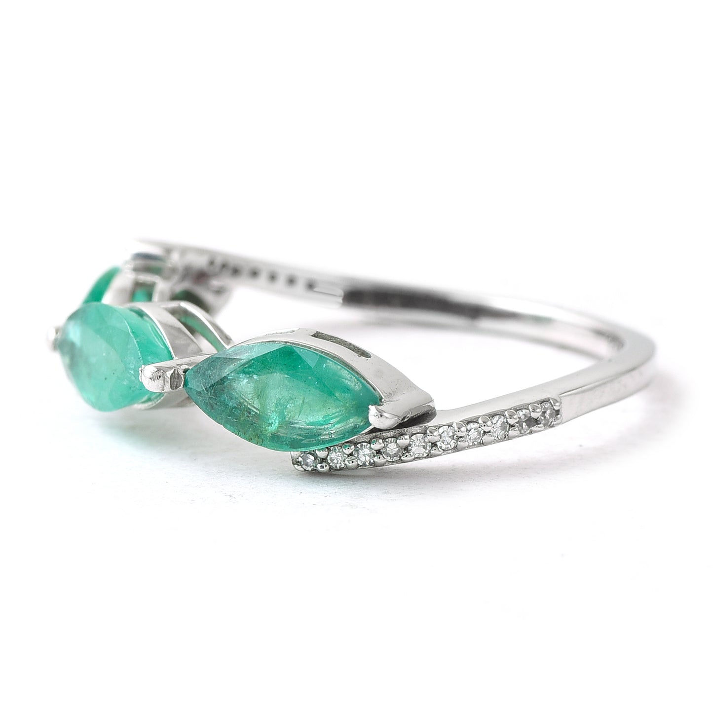 3.15 Ct Marquise Mixed Cut Natural Emerald 950 Platinum Ring