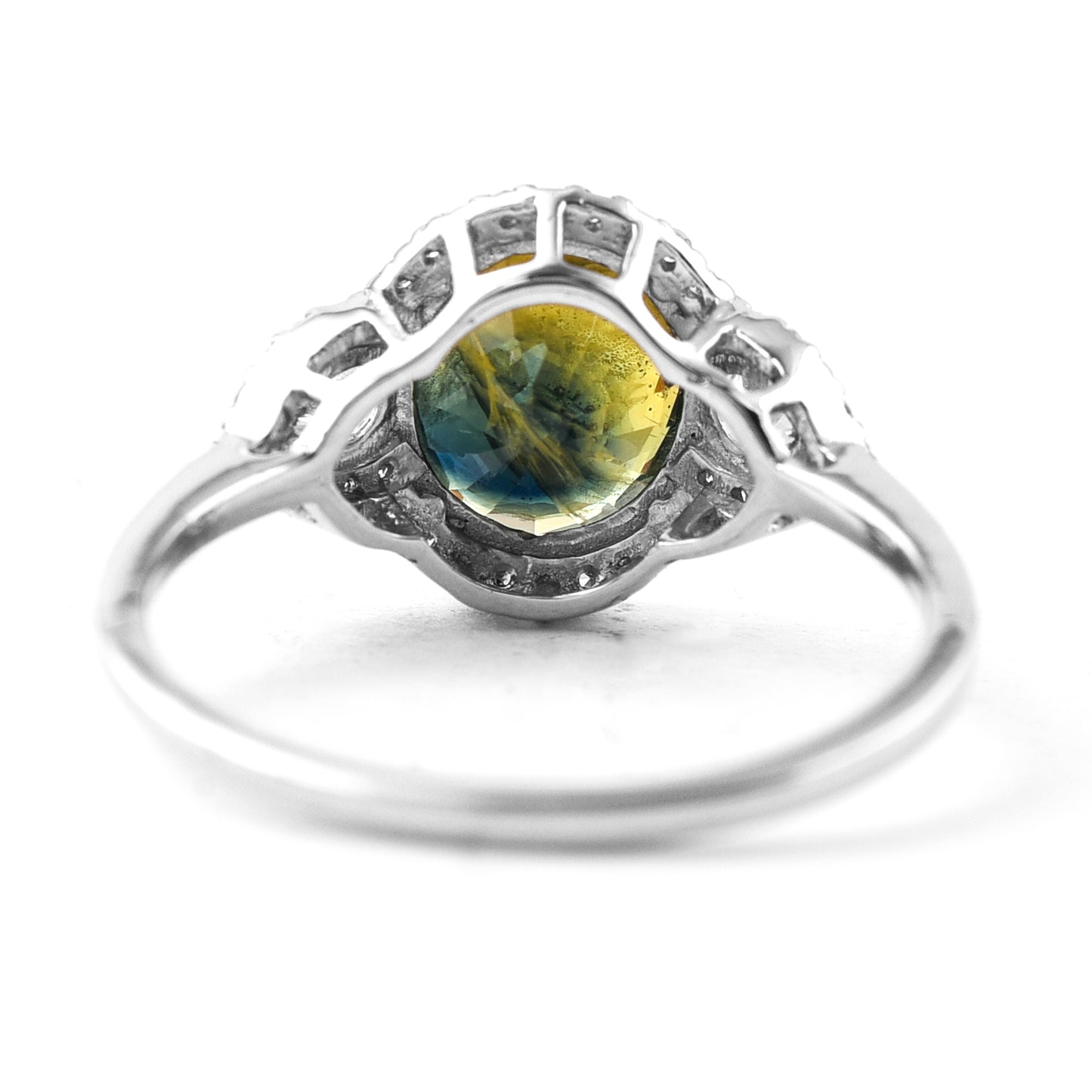 3.07 Ct Oval Mixed Cut Natural Bi-Coloured Sapphire 950 Platinum Ring