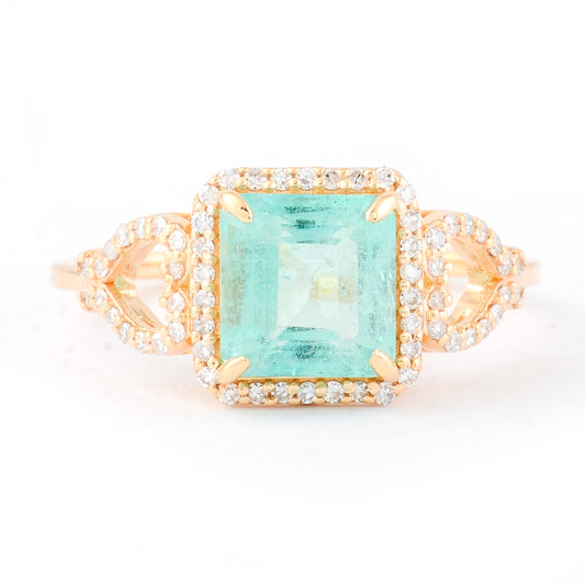 1.94 Ct Octagon Step Cut Natural Emerald 14K Gold Ring