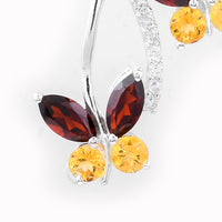 1.94 Ct Marquise Garnet, Citrine, Cubic Zirconia 925 Sterling Silver Pendant