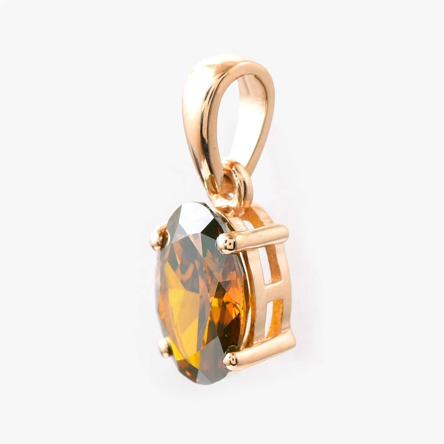 0.72 Ct Oval Red Diamond 14K Gold Pendant