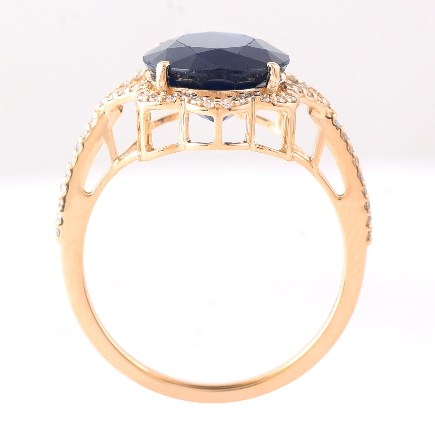 5.58 Ct Oval Mixed Cut Natural Sapphire 14K Gold Ring