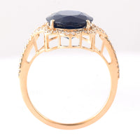 5.58 Ct Oval Mixed Cut Natural Sapphire 14K Gold Ring
