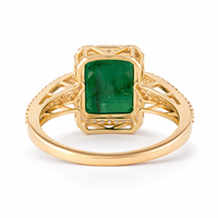 3.87 Ct Octagon Emerald 9K Gold Ring