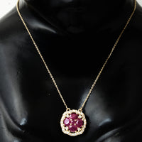 3.55 Ct Oval Mixed Cut Natural Codundum Ruby 14K Gold Pendant