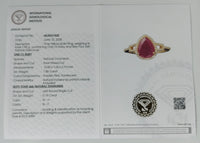 2.07 Ct Pear Mixed Cut Natural Corundum Ruby 14K Gold Ring