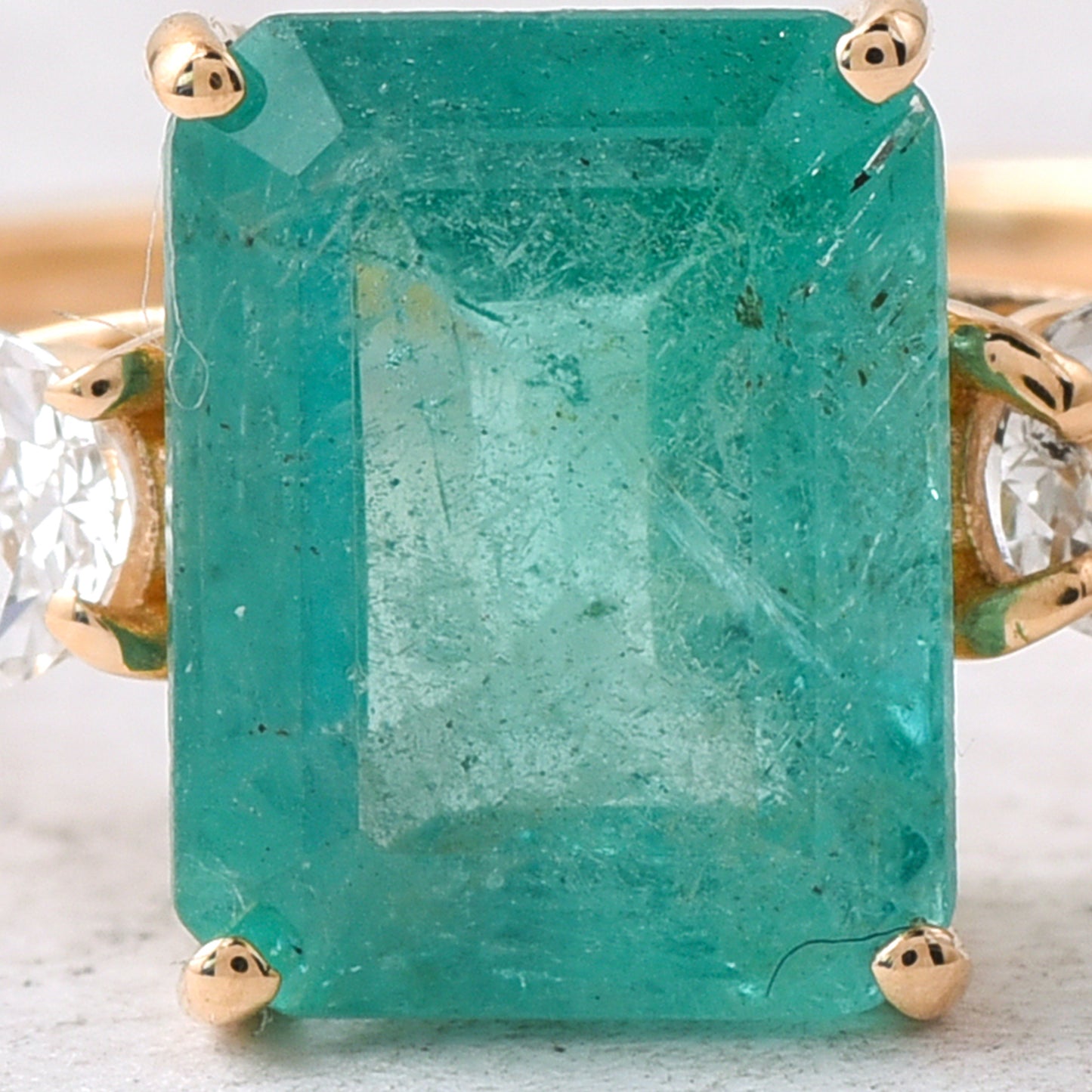 2.36 Ct Octagon Step Cut Natural Emerald 14K Gold Ring