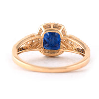 2.10 Ct Cushion Mixed Cut Natural Sapphire 14K Gold Ring