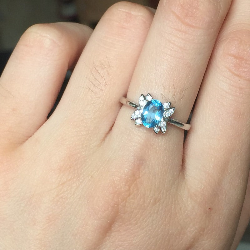 Blue Topaz 925 Sterling Silver Ring