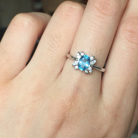 Blue Topaz 925 Sterling Silver Ring