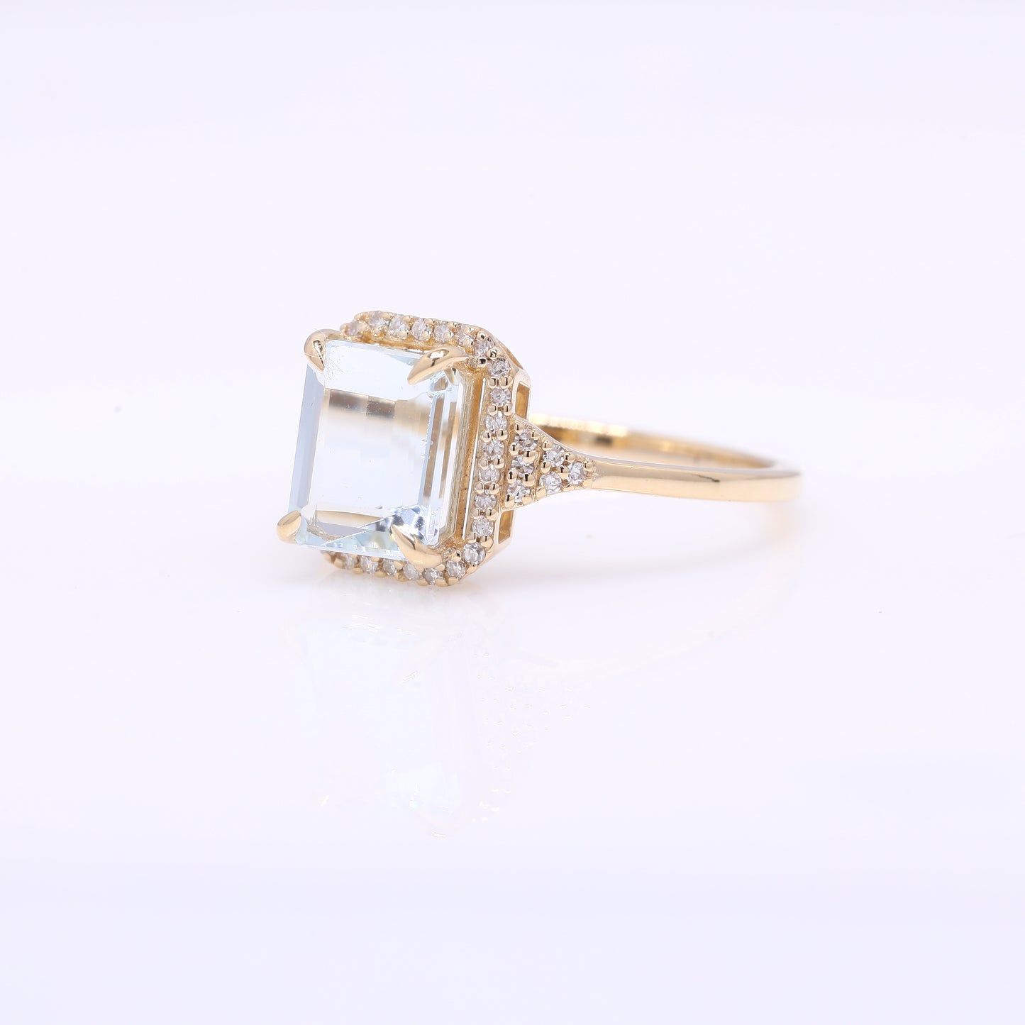 2.18 Ct Octagon Step Cut Natural Aquamarine 14K Gold Ring