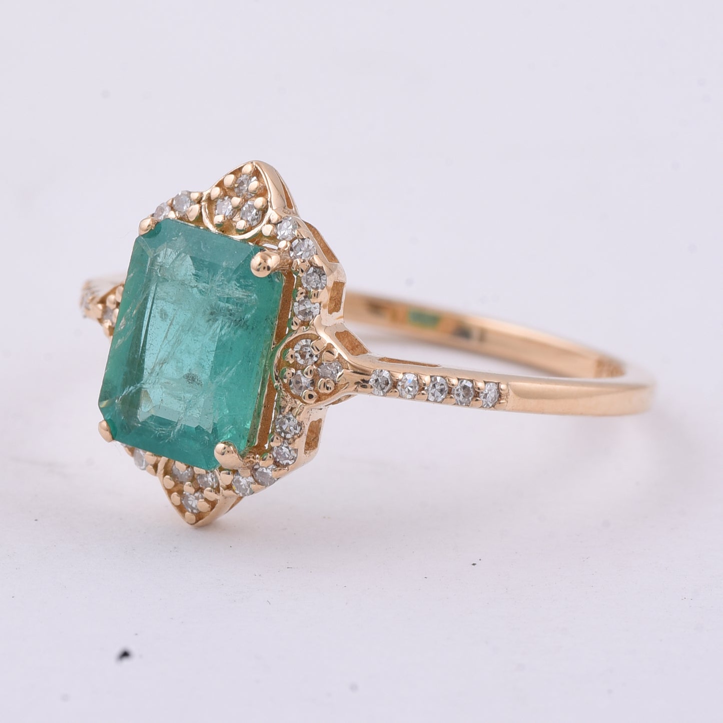 1.24 Ct Octagon Step Cut Natural Emerald 14K Gold Ring