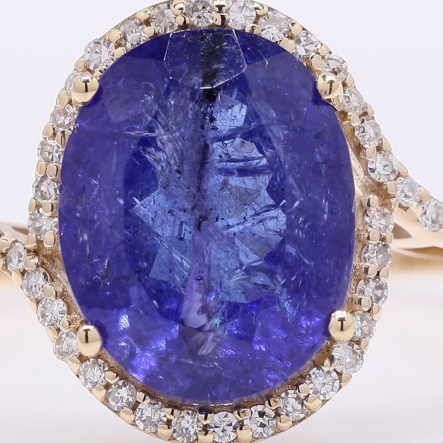 3.40 Ct Oval Mixed Cut Natural Tanzanite 14K Gold Ring
