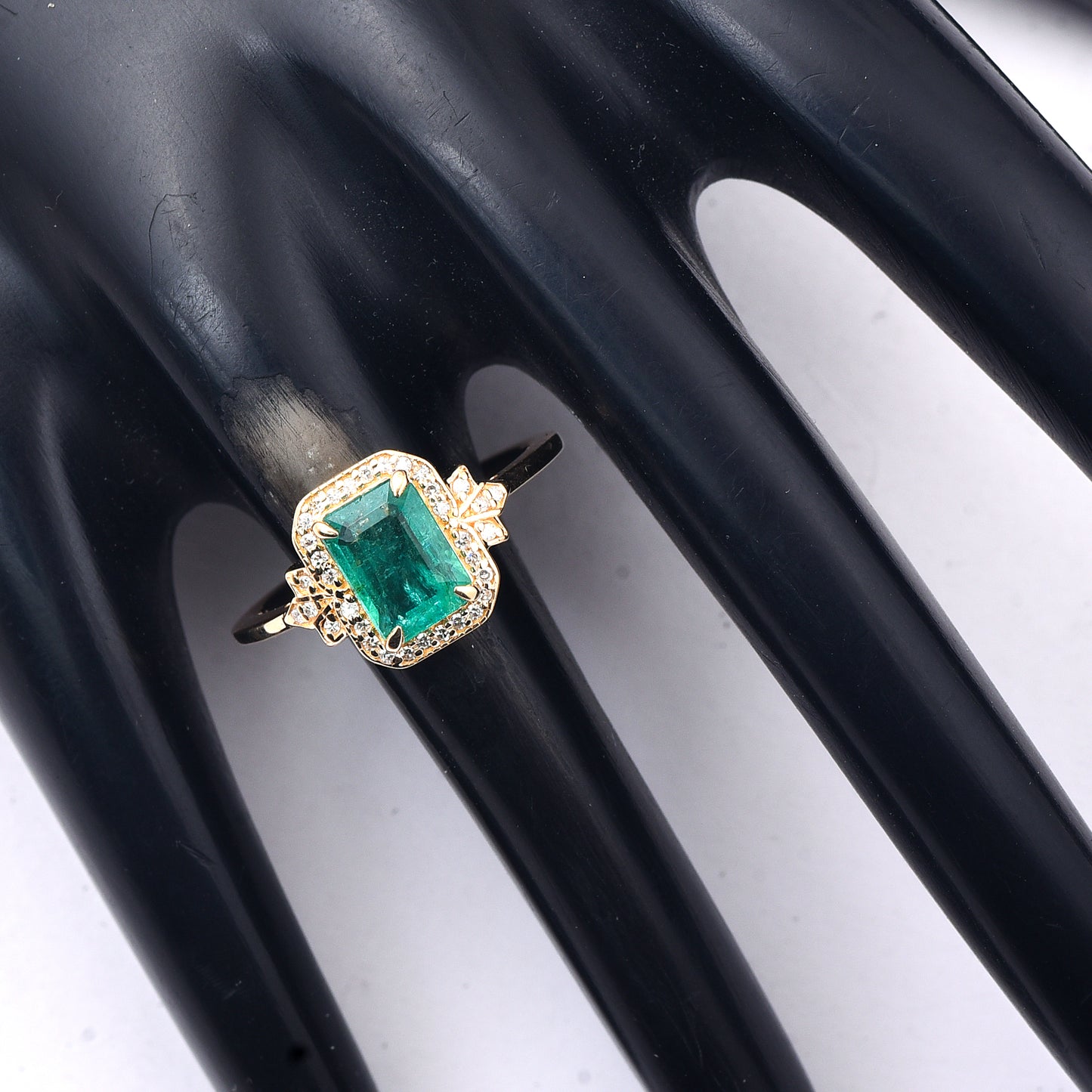 1.26 Ct Octagon Step Cut Natural Emerald 14K Gold Ring