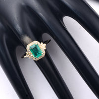 1.26 Ct Octagon Step Cut Natural Emerald 14K Gold Ring