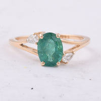 1.61 Ct Oval Natural Emerald 14K Gold Ring