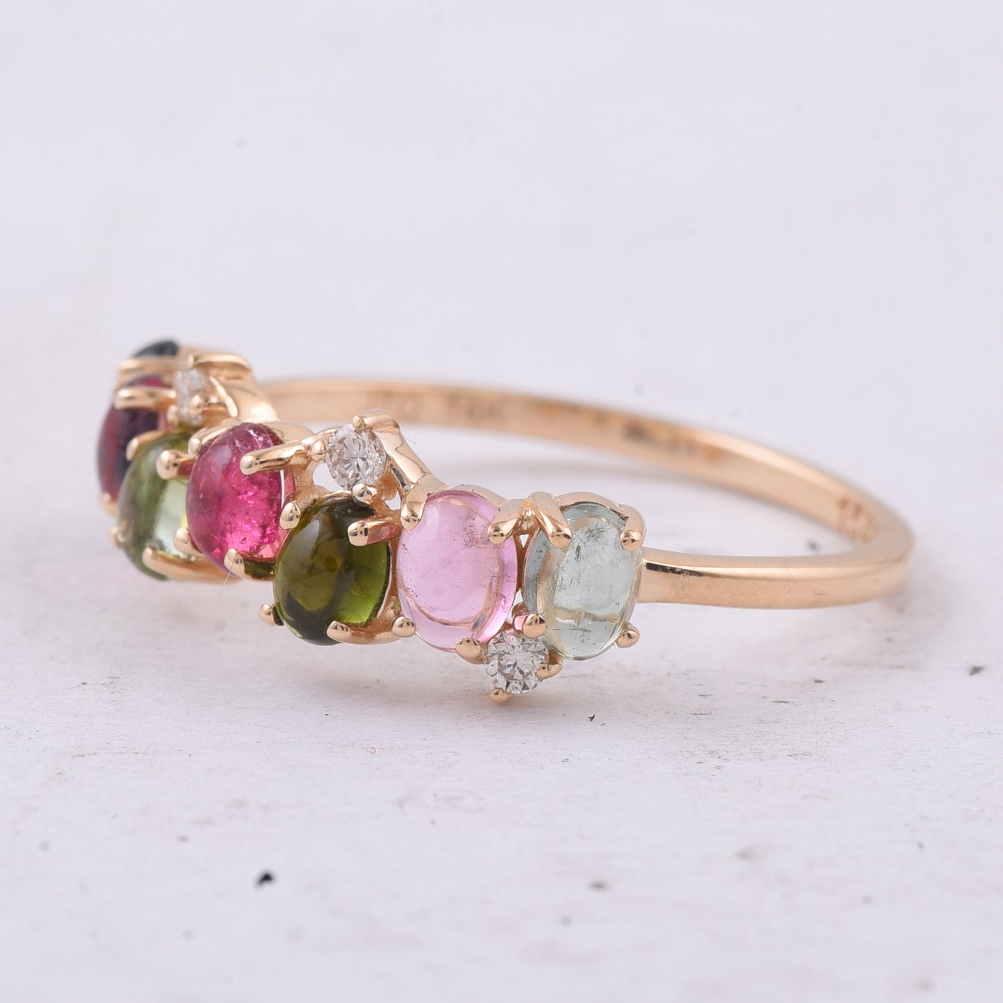 1.31 Ct Oval Natural Multi Coloured Tourmaline 14K Gold Ring