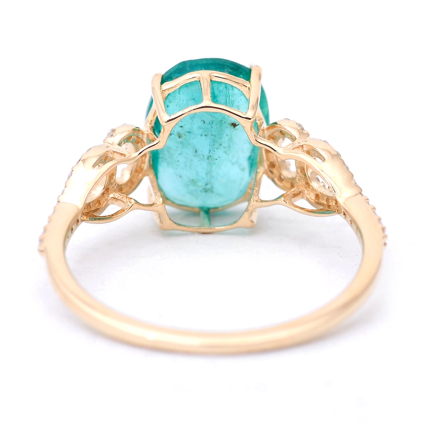 2.50 Ct Cushion Mixed Cut Natural Emerald 14K Gold Ring