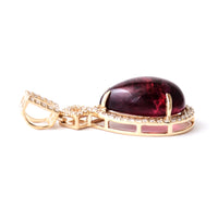 4.58 Ct Pear Cabochon Natural Tourmaline 14K Gold Pendant