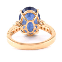 8.18 Ct Oval Blue Sapphire 18K Gold Ring