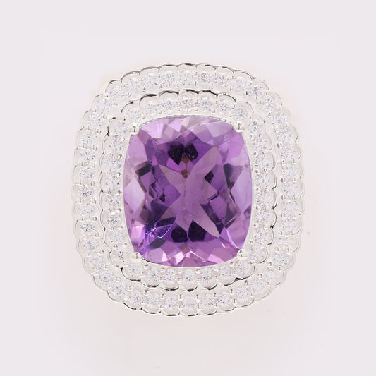 10.18 Ct Cushion Amethyst 925 Silver Pendant