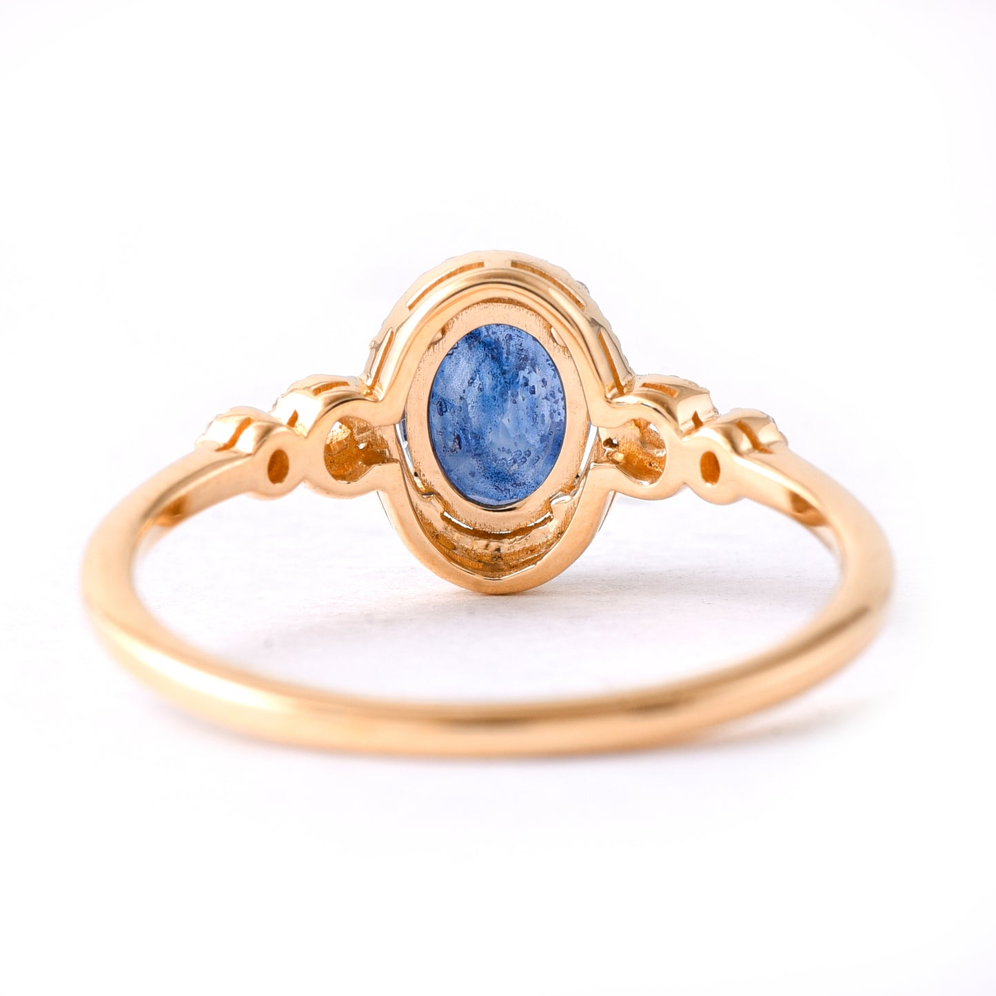 1.30 Ct Oval Mixed Cut Natural Sapphire 14K Gold Ring