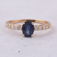 1.44 Ct Oval Natural Sapphire 14K Gold Ring