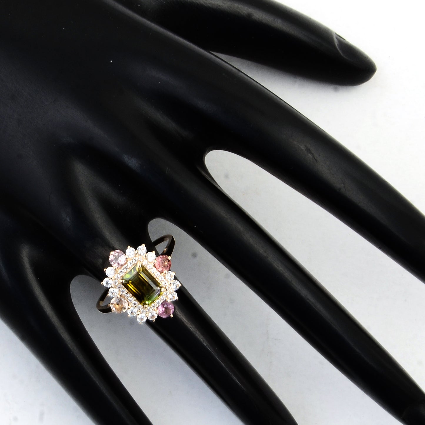 1.92 Ct Octagon Multi Tourmaline 14K Gold Ring