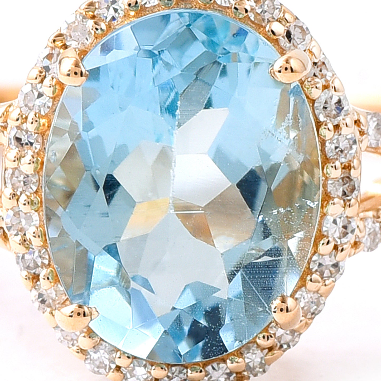 1.88 Ct Oval Mixed Cut Natural Aquamarine 14K Gold Ring