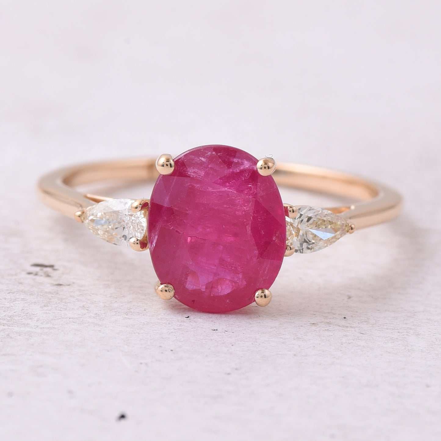 2.23 Ct Oval Mixed Cut Natural Ruby 14K Gold Ring