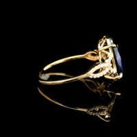 4.28 Ct Oval Mixed Cut Lab Grown Sapphire 14K Gold Ring