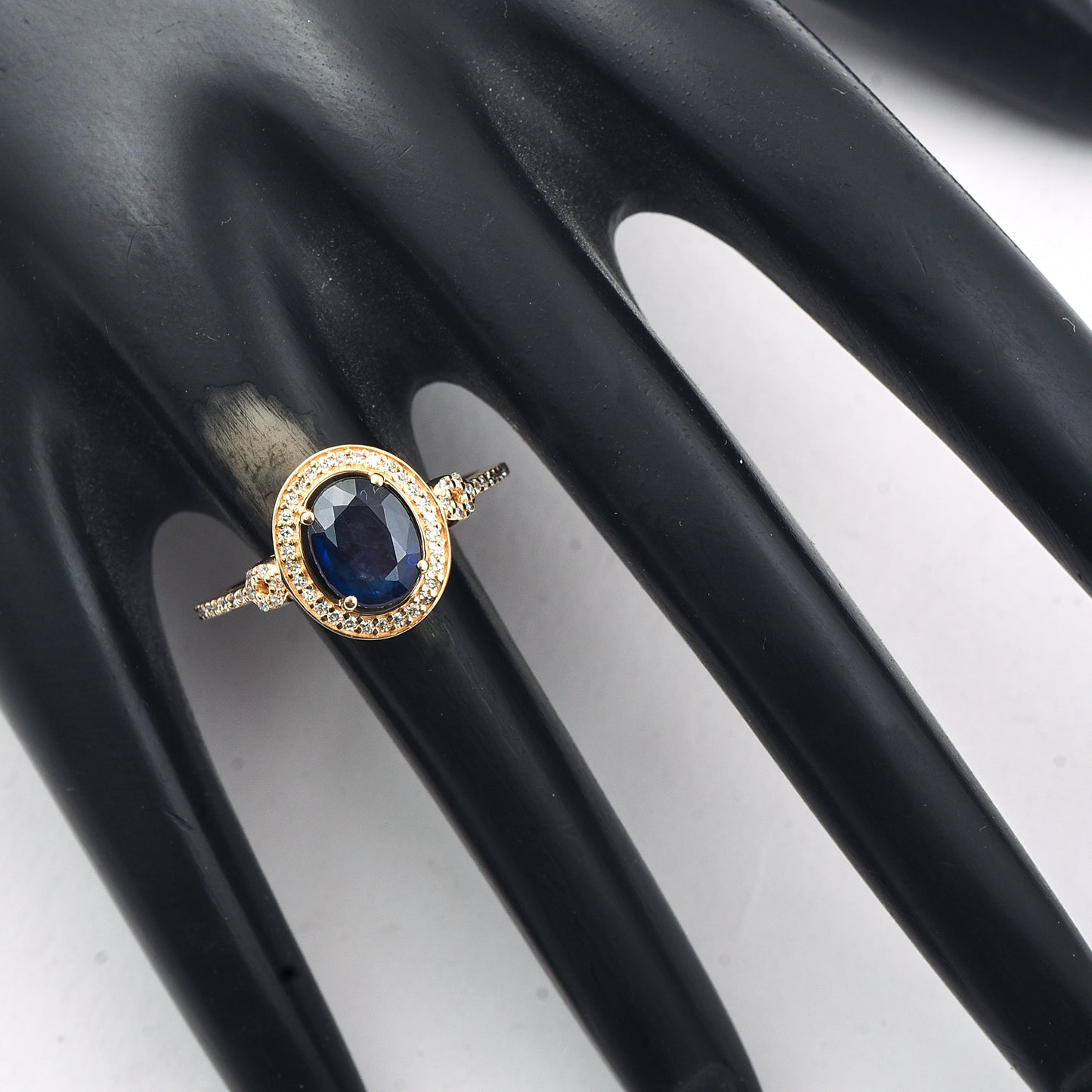 1.99 Ct Oval Mixed Cut Natural Sapphire 14K Gold Ring