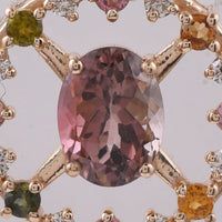 1.96 Ct Oval, Round Natural Multi-Coloured Tourmaline 14K Gold Pendant
