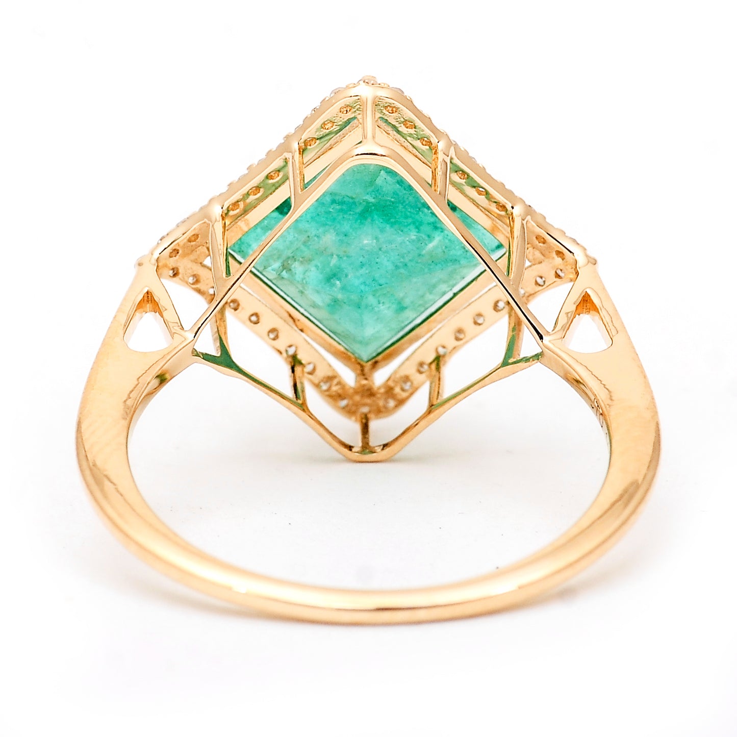 3.19 Ct Square Natural Emerald 14K Gold Ring