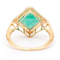 3.19 Ct Square Natural Emerald 14K Gold Ring