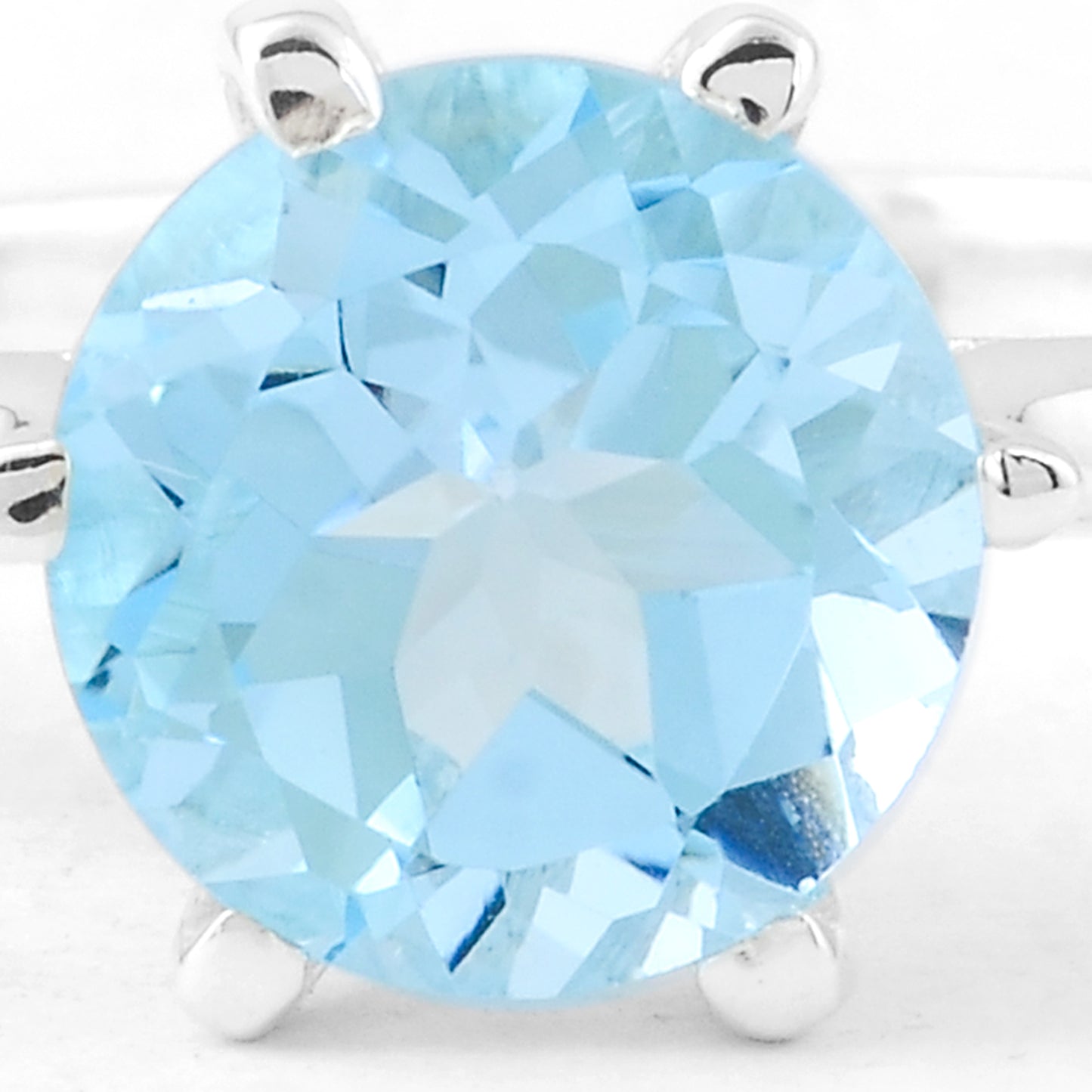 1.33 Ct Round Blue Topaz, 925 Sterling Silver Ring