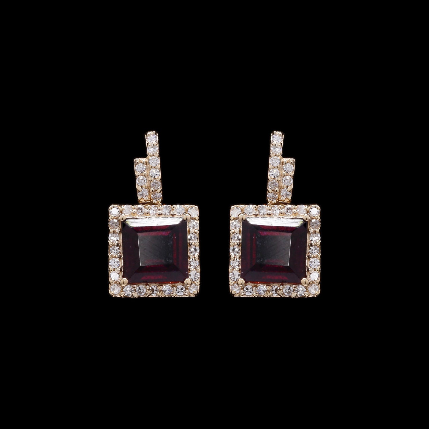 1.81 Ct Square Step Cut Natural Rubellite 14K Gold Earrings