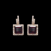 1.81 Ct Square Step Cut Natural Rubellite 14K Gold Earrings