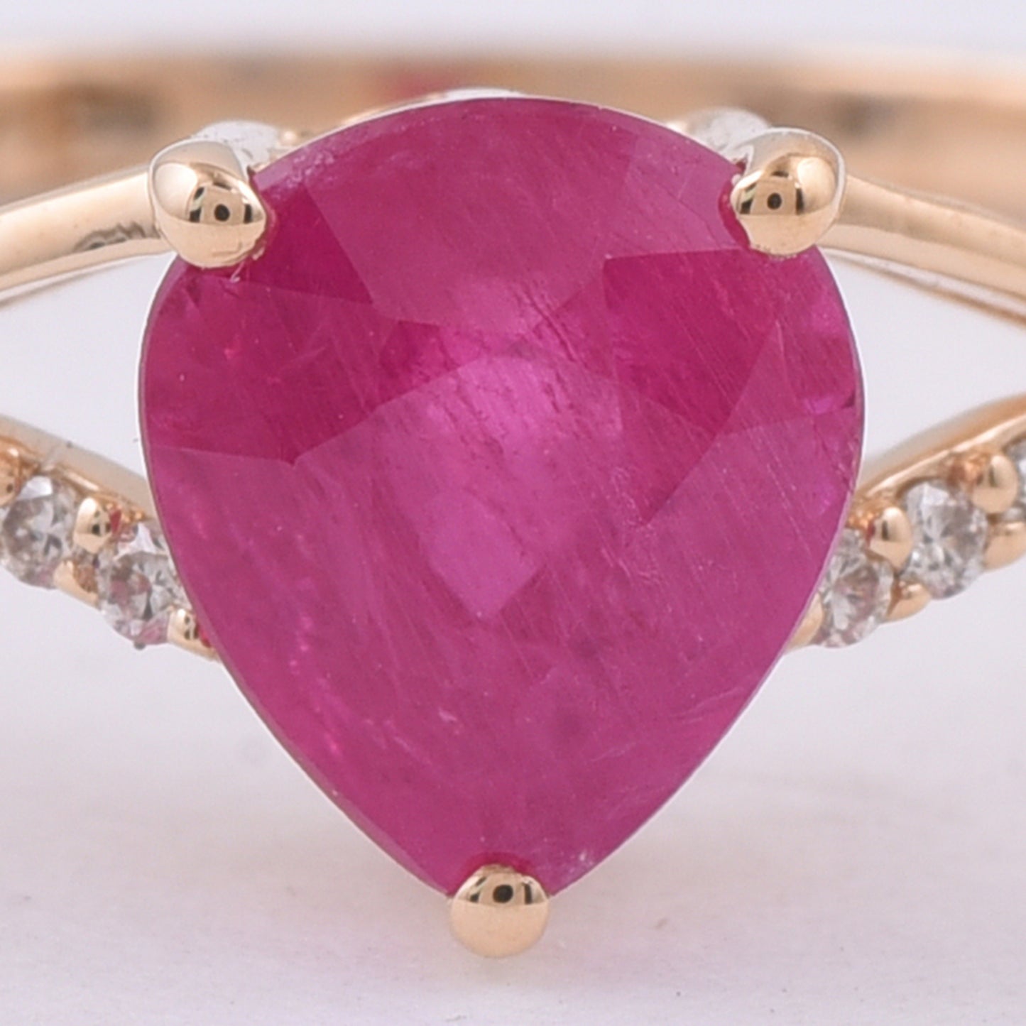 1.26 Ct Pear Natural Ruby 14K Gold Ring
