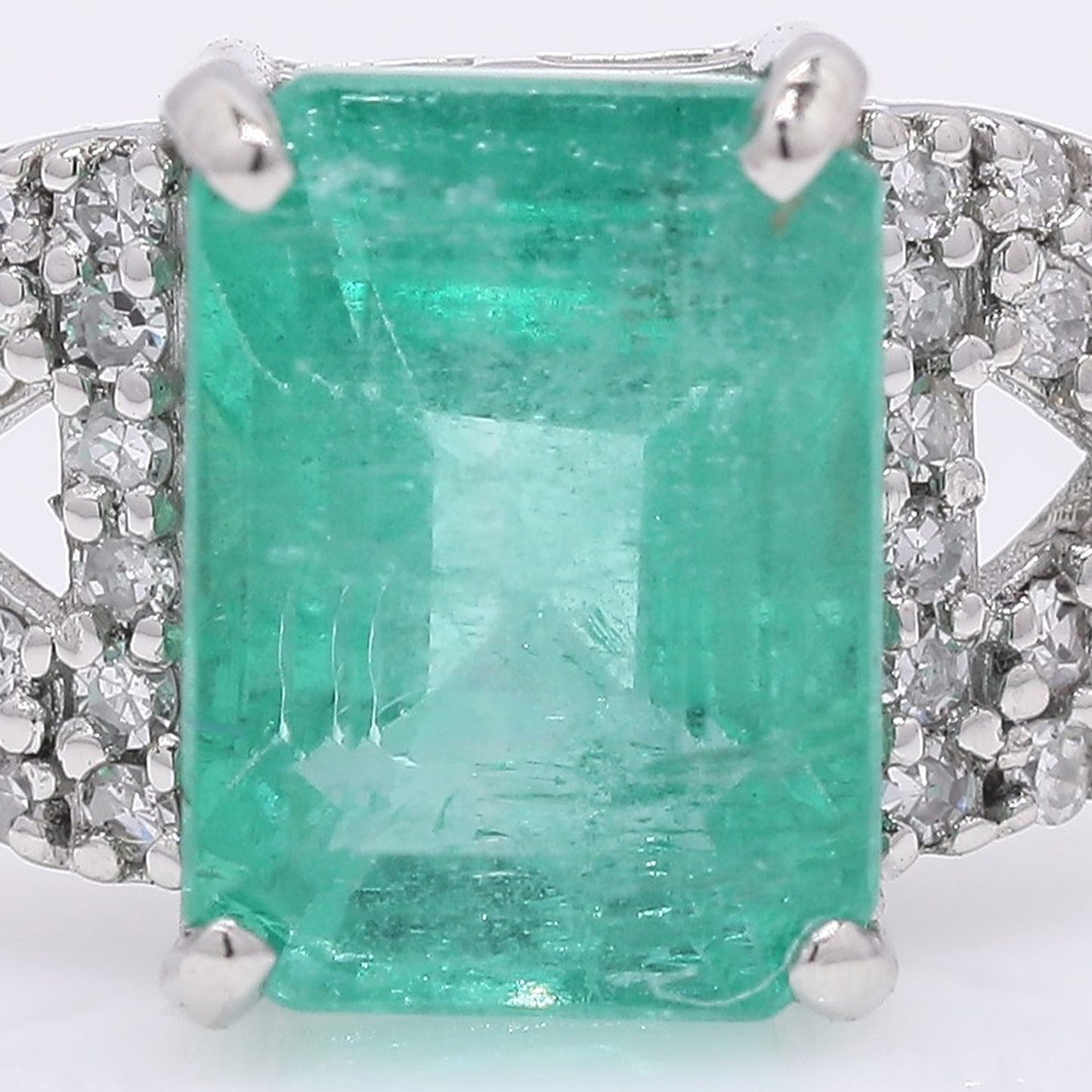 1.78 Ct Octagon Step Cut Natural Emerald 950 Platinum Ring
