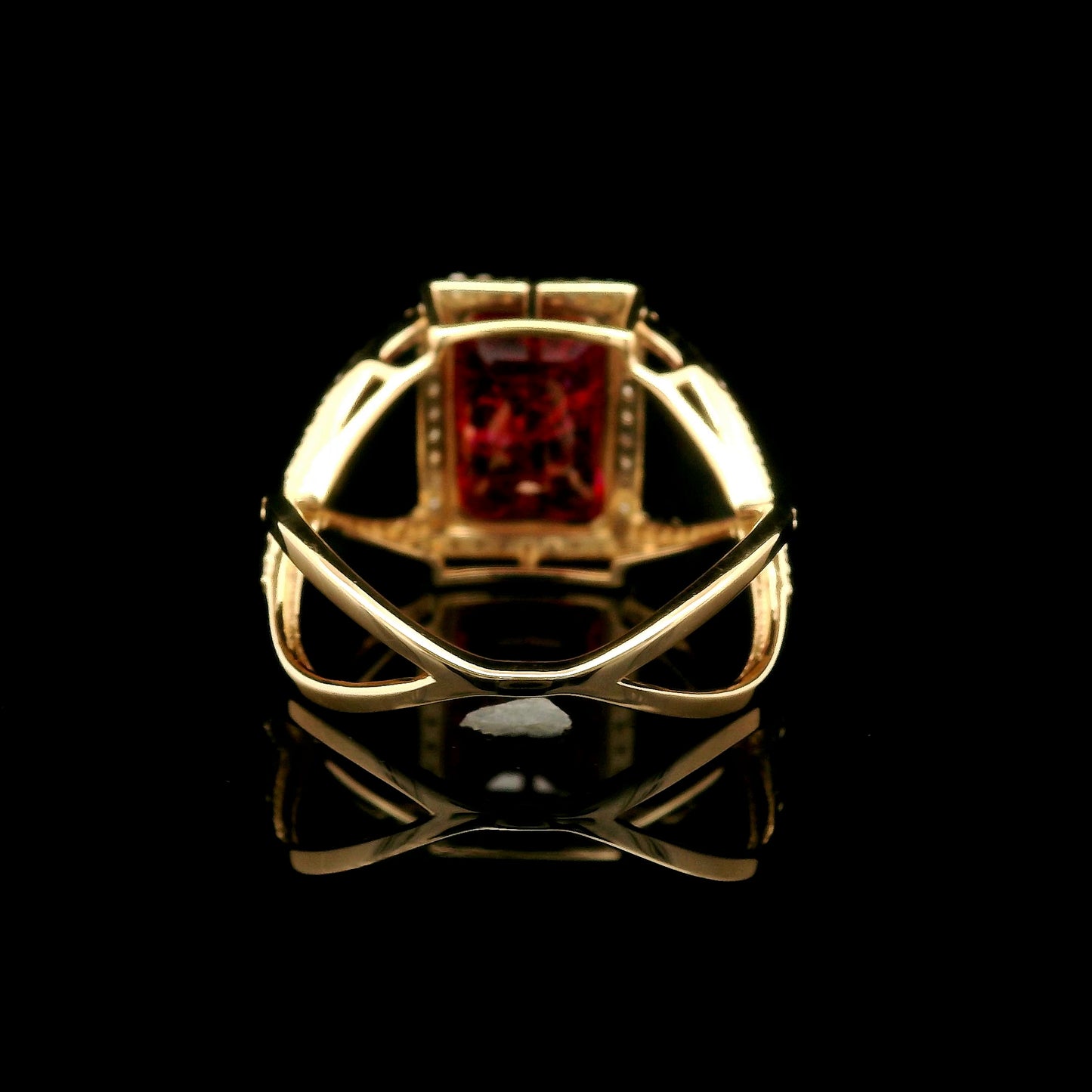 4.85 Ct Emerald Cut Lab Grown Ruby 14K Gold Ring